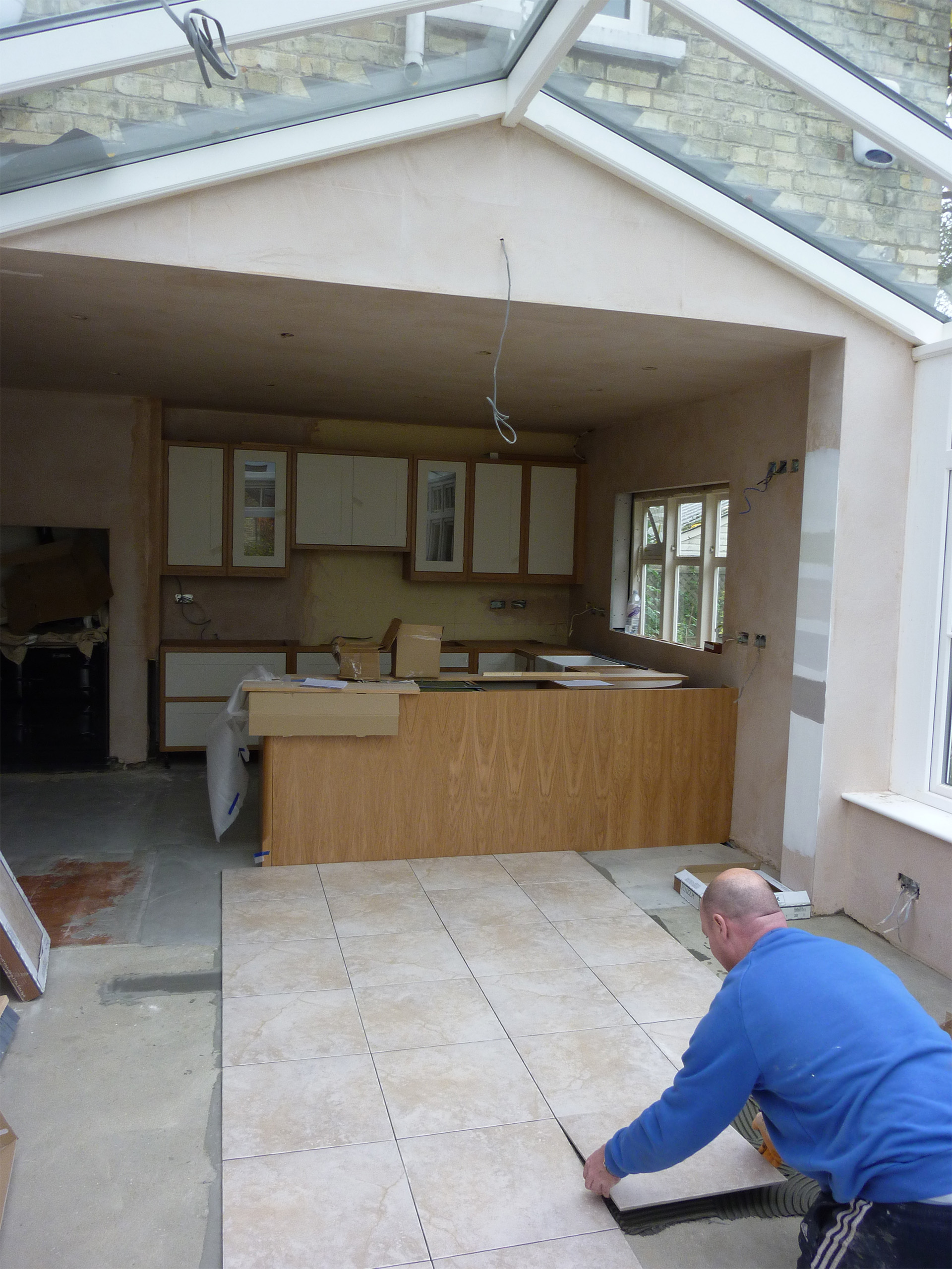 conservatory tiling Kitchen Conservatory Floor Tiling Build Stage