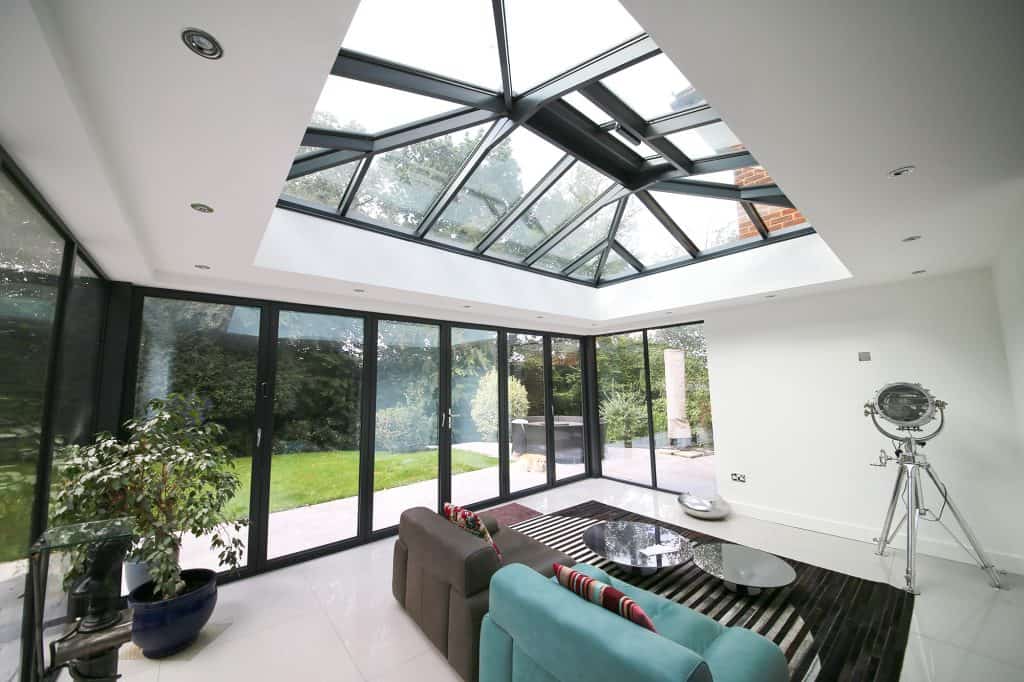 internal view of aluminium orangery