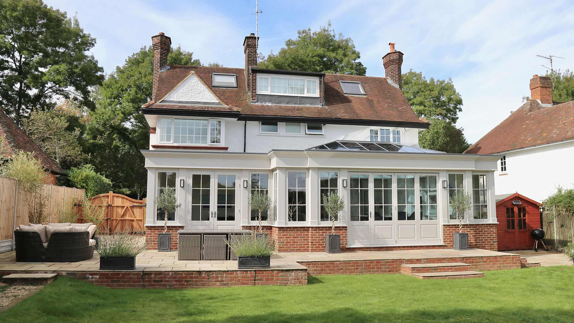 Large bespoke timber orangery in Chorleywood - external view