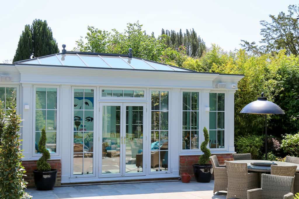 Completed Amersham orangery with French doors opening onto the patio