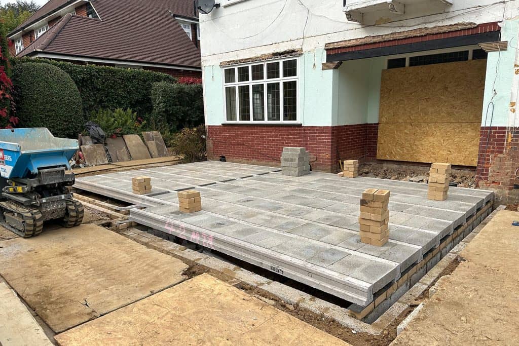 Beam and block floor laid over the new orangery foundations