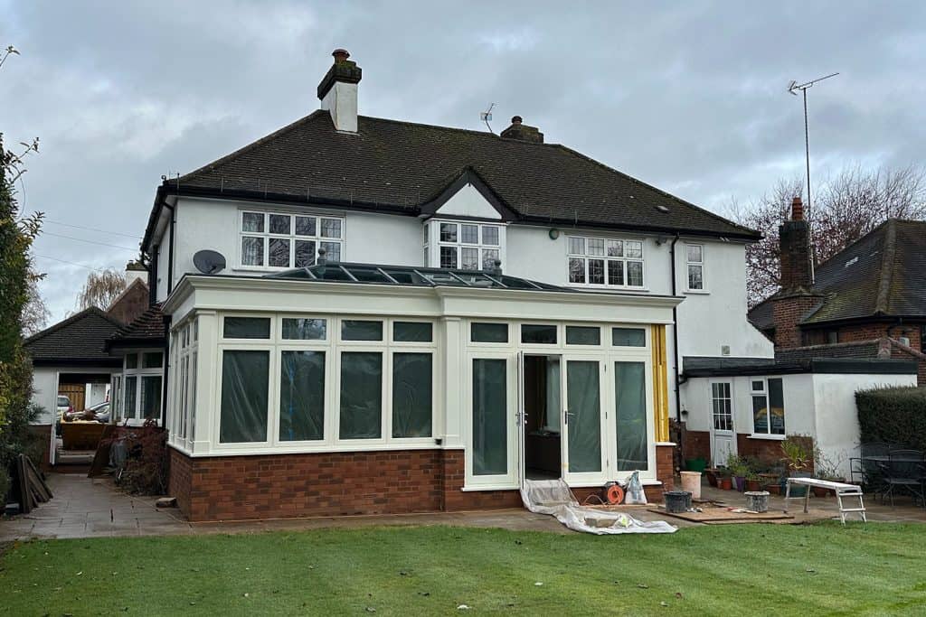 New orangery windows and doors fitted while interior work continues