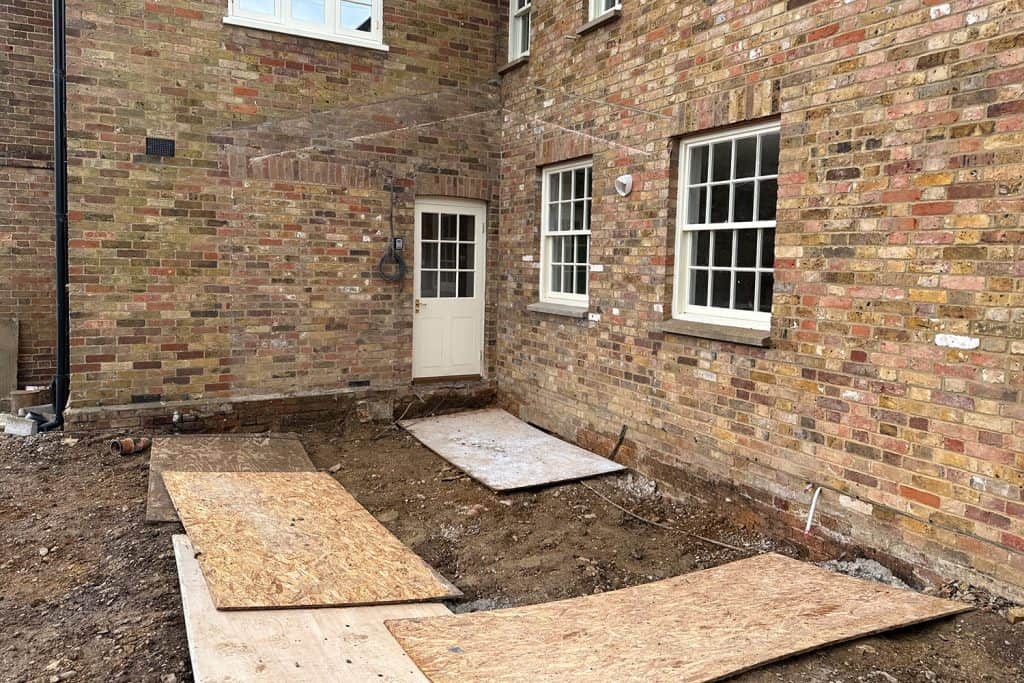 Site cleared after removal of the old lean-to at the Woodhall Park residence