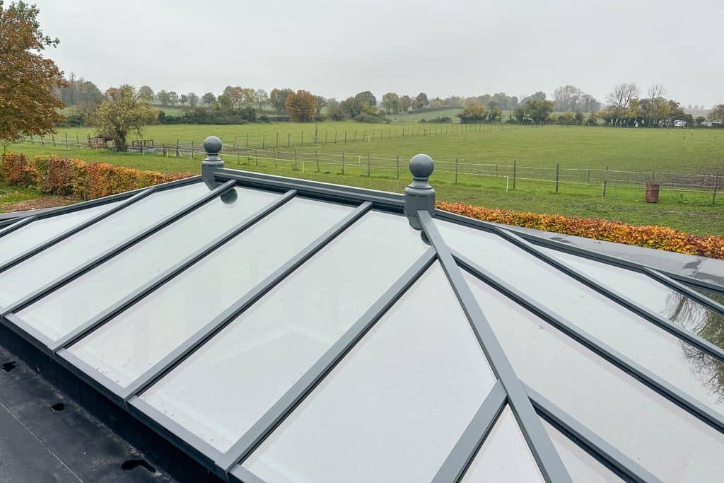 Aluminium-capped roof lantern fitted to the orangery roof