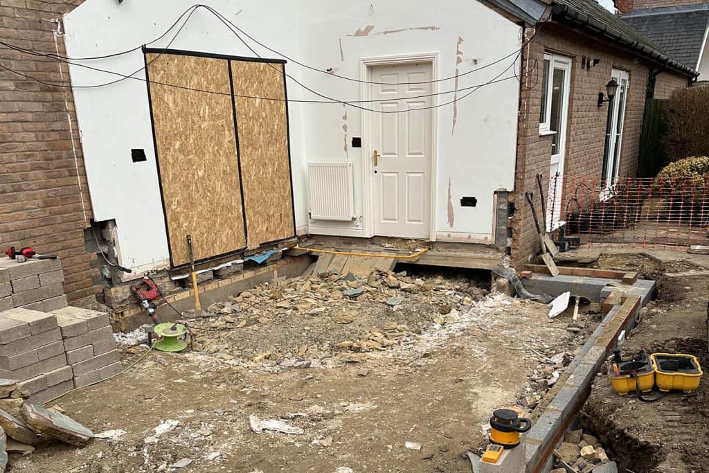 Site prepared for the new orangery after the old conservatory was removed