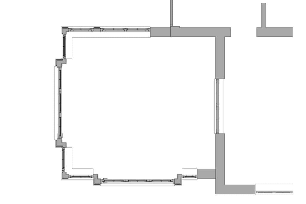 Floor plan showing the proposed orangery beside the existing farmhouse