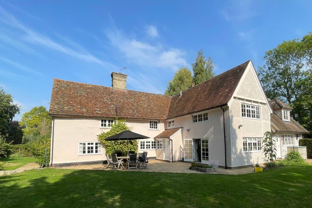Original Cambridgeshire farmhouse and garden before the orangery was added